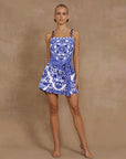 Sling Classic Majolica Series Pattern Print One Piece Swimsuit