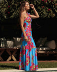 Ruffle Removable Shoulder Strap Pink Bougainvillea Flower Print