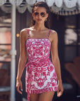 Sling Classic Majolica Series Pattern Print One Piece Swimsuit and Skirt or Shorts