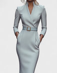 Mandarin Luxe – Maxi dress with belt