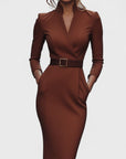 Mandarin Luxe – Maxi dress with belt