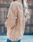 Casual Studded Heavy Duty Corduroy Cropped Jacket
