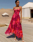 Sling Abstract Floral Print One Piece Swimsuit and Skirt