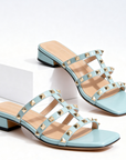 Mary - Studded Square-Toe Leather Sandals