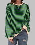 Licha™ - Casual Long Sleeve Round Neck Striped Sweatshirt