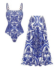 Sling Classic Majolica Series Pattern Print One Piece Swimsuit