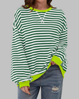 Licha™ - Casual Long Sleeve Round Neck Striped Sweatshirt