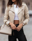 Diagonal Zip Suede Short Jacket