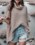 Turtleneck Solid Dolman Sleeve Sweater