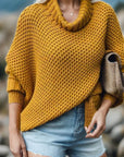 Turtleneck Solid Dolman Sleeve Sweater