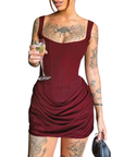MARIBETH™ – Sexy Ruched Drawstring Corset Mini Dress