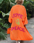 Casual Pocket Large Size Heart Pattern Knit Cardigan