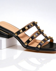 Mary - Studded Square-Toe Leather Sandals