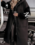 PEGGY - Women's jacket with knitted sleeves and hood