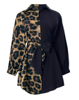 JODI™ – Elegant Asymmetrical Leopard Split Shirt Dress