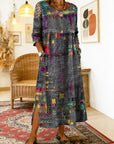 Manuelaâ„¢ | Comfortable Denim Dress with Ethnic Patchwork