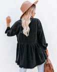 Distressed Denim Button Down Shirt Jacket