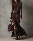 Alessia - long suede dress