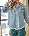 Super Pearl Girl Oversized Denim Shacket
