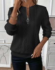 Elysha™ - Textured Quarter-Zip Pullover