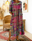 Manuelaâ„¢ | Comfortable Denim Dress with Ethnic Patchwork