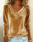 Margaret - Luxurious Velvet Drape-Neck Top