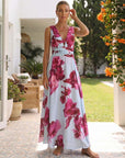 Abstract Floral Printed Two-piece Swimsuit and Skirt