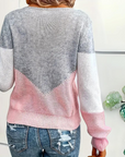 Tina- Pointelle Jumper with V-Shape Contrast Panels