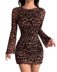 PENELOPE™ – Elegant Leopard Print Long-Sleeved Bodycon Dress