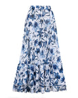V Neck Lace Up Printed One Piece Swimsuit and Skirt