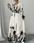 MOREN™ - Elegant Long Sleeve Floral Print A-Line Dress