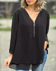 Lorelai | Chiffon Zipper Blouse