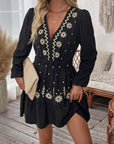 LOTTIE™ - Elegant Embroidered Long Sleeve Casual Dress