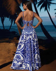Sling Classic Majolica Series Pattern Print One Piece Swimsuit
