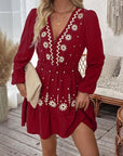 LOTTIE™ - Elegant Embroidered Long Sleeve Casual Dress