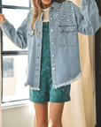 Super Pearl Girl Oversized Denim Shacket