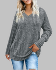 DERI™ - Comfy V-Neck Long Sleeve Top