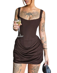 MARIBETH™ – Sexy Ruched Drawstring Corset Mini Dress