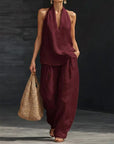 Ainhoa™| Two-piece set with a linen texture