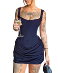 MARIBETH™ – Sexy Ruched Drawstring Corset Mini Dress