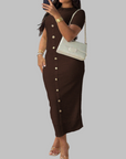 REGAN™ - Elegant Round Neck Fake Button Dress