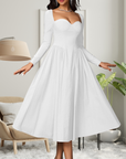 AKILA™ - Elegant Heart Neckline Long Sleeve A-Line Maxi Dress