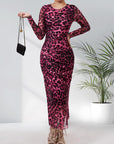 ALIANNA™ - Elegant Leopard Print Ruched Bodycon Dress for Parties