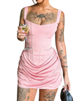 MARIBETH™ – Sexy Ruched Drawstring Corset Mini Dress