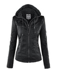 Pia | Modern leather jacket with hood