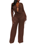 ROXELLA™ – Deep V Ruffle Bell-Bottom Set