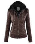 Pia | Modern leather jacket with hood