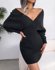 CLARA™ - Chic Wrapped V-Neck Long Sleeve Bodycon Mini Dress