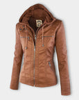 Pia | Modern leather jacket with hood