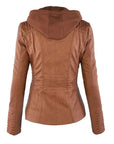 Pia | Modern leather jacket with hood
